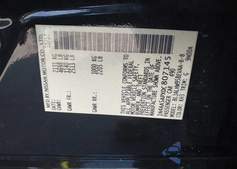 2013 Nissan Maxima 3.5 Sv from USA, damaged, VIN 1N4AA5APXDC807145